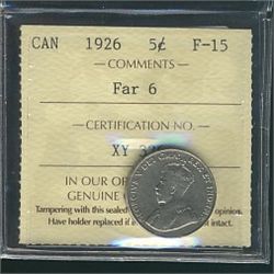 1926 5¢ Far ICCS F15.Catalogue Value:  280