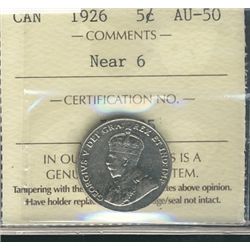 1926 5¢ Nr 6 ICCS AU-50.Catalogue Value:  250