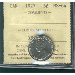 1927 5¢ ICCS MS64.Catalogue Value:  380