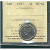 Image 1 : 1927 5¢ ICCS MS64.Catalogue Value:  380