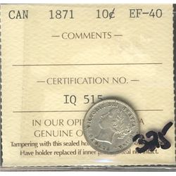 1871 10¢ ICCS EF-40.Catalogue Value:  325