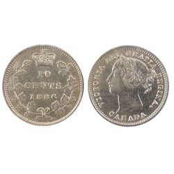 1886 10¢ Obv 4, Lg Knb ICCS EF40.  Strong strike and brilliant issue.Catalogue Value:  750