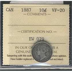 1887 10¢ ICCS VF20.  Nice key issue.Catalogue Value:  350