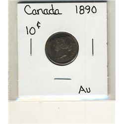 1890H 10¢ AU50.Catalogue Value:  450