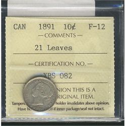 1891 10¢ 21 Lvs ICCS F12.Catalogue Value:  70