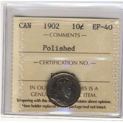1902 10¢ ICCS EF40.  Designated polished.Catalogue Value:  125