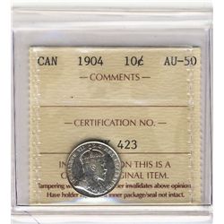 1904 10¢ ICCS AU50.  Better dateCatalogue Value:  250