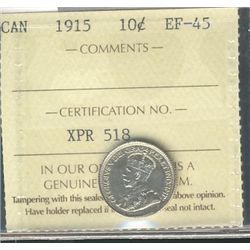 1915 10¢ ICCS EF-45.Catalogue Value:  215