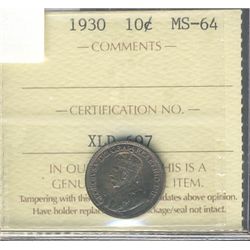 1930 10¢ ICCS MS-64.Catalogue Value:  350