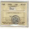 Image 1 : 1936 10¢ ICCS MS63.  Not designated on holder, but a nice Bar example.Catalogue Value:  650