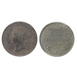 1891 25¢ ICCS AU55.  Nice key issue with intense gold tone.Catalogue Value:  2200