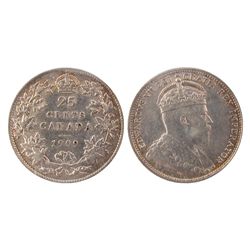 1909 25¢ ICCS EF40.  Lustrous and hint of gold tint.Catalogue Value:  300