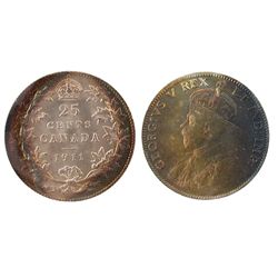 1911 25¢ ICCS MS63.Obv shows strong golden tones with reverse showing strong lustre and rim tones.Ca