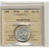 Image 1 : 1936 25¢ ICCS AU50.  Designated with scratches.  Looks much better with strong brilliant lustre.Cata