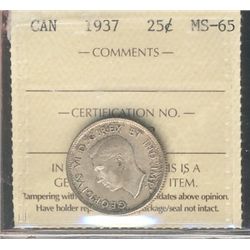 1937 25¢ ICCS MS-65 WOW HIGH GRADE.Catalogue Value:  325