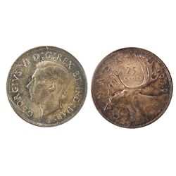 1939 25¢ ICCS MS65.  Lustrous brown and blue toning.Catalogue Value:  450