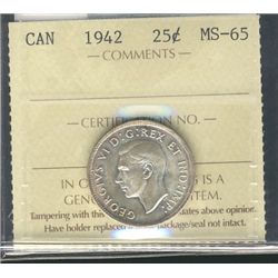 1942 25¢ ICCS MS-65.Catalogue Value:  400