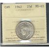 Image 1 : 1942 25¢ ICCS MS-65.Catalogue Value:  400