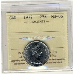 1977 25¢ ICCS MS66.Catalogue Value:  140