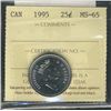 Image 1 : 1995 25¢ ICCS MS65.Catalogue Value:  30