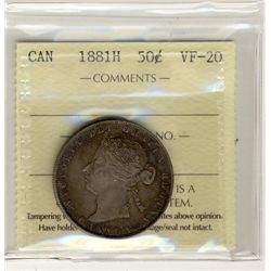 1881H 50¢ ICCS VF20.Catalogue Value:  375