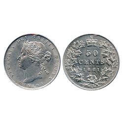 1881H 50¢ CCCS AU55, brilliant and lustrous.  A nice and sharp example.Catalogue Value:  3400