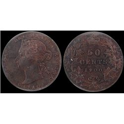 1900 50¢ ICCS AU-58  Attractive high grade Victorian example.  Lightly toned.  Catalogue Value:  650