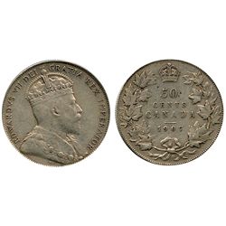 1907 50¢ CCCS VF30, nice with some remaining lustre.Catalogue Value:  290