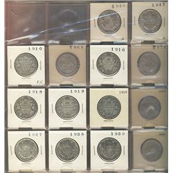 1910 50¢ to 1983 incomplete date set.  No key issues. Silever issues include 1910, 1916, 1918, 1919,