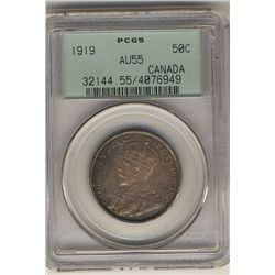 1919 50¢ PCGS AU-55.Catalogue Value:  425