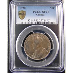 1920 50¢ PCGS EF45, brilliant and lustrous.Catalogue Value:  350