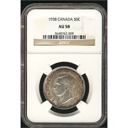 1938 50¢ NGC AU58.Catalogue Value:  160