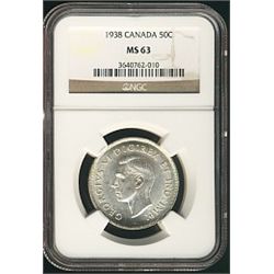 1938 50¢ NGC MS63.  Blast white.Catalogue Value:  550