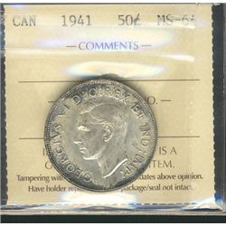 1941 50¢ ICCS MS-64 Nice High Grade Coin.Catalogue Value:  220