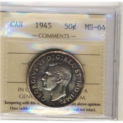 1945 50¢ ICCS MS64.Catalogue Value:  350