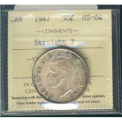 1947 50¢ St7 ICCS MS64.  Cream to gold tone.Catalogue Value:  750