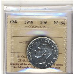 1949 50¢ ICCS MS64.Catalogue Value:  275