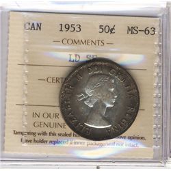1953 50¢ LD SF ICCS MS63.Catalogue Value:  150
