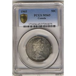 1965 50¢ PCGS MS65. Gem speckled green to gold tones.Catalogue Value:  90