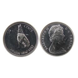 1967 50¢ Double Struck NGC MS63, fully white and brilliant.  Very attractive error piece.Catalogue V