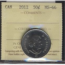 2012 50¢ ICCS MS66.Catalogue Value:  100