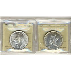 1935 $1 & 1939 ICCS MS64.  Lot of 2 coins.Catalogue Value:  225