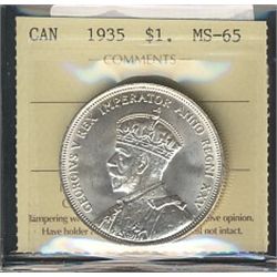 1935 $1 ICCS MS65.  Sharp full white example(XGG490).Catalogue Value:  350