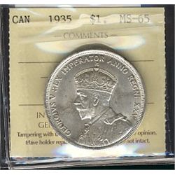 1935 $1 ICCS MS65.  Sharp full white example(XJO350).Catalogue Value:  350