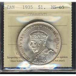 1935 $1 ICCS MS65.  Sharp lustre with hint of gold trails(XJO341).Catalogue Value:  350