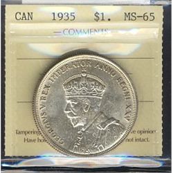 1935 $1 ICCS MS65.  Strong lustre with light gold shade(XJO351).Catalogue Value:  350