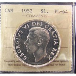 1952 $1 NWL ICCS PL64.Catalogue Value:  300
