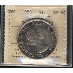1953 $1 NSF ICCS SP64.  Gem eye appeal in old ICCS tag.Catalogue Value:  2000