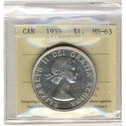 1955 $1 Arnp ICCS MS63.  No Die Breaks.Catalogue Value:  175