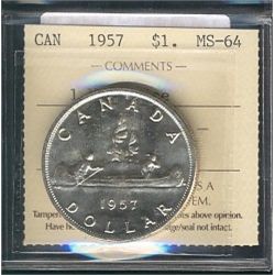 1957 $1 1WL ICCS MS64.  Light speckled tone.Catalogue Value:  475